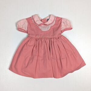 Vtg Love Dress 60s Baby Girls Sz 6-12m Full Circle Salmon Pink Classic